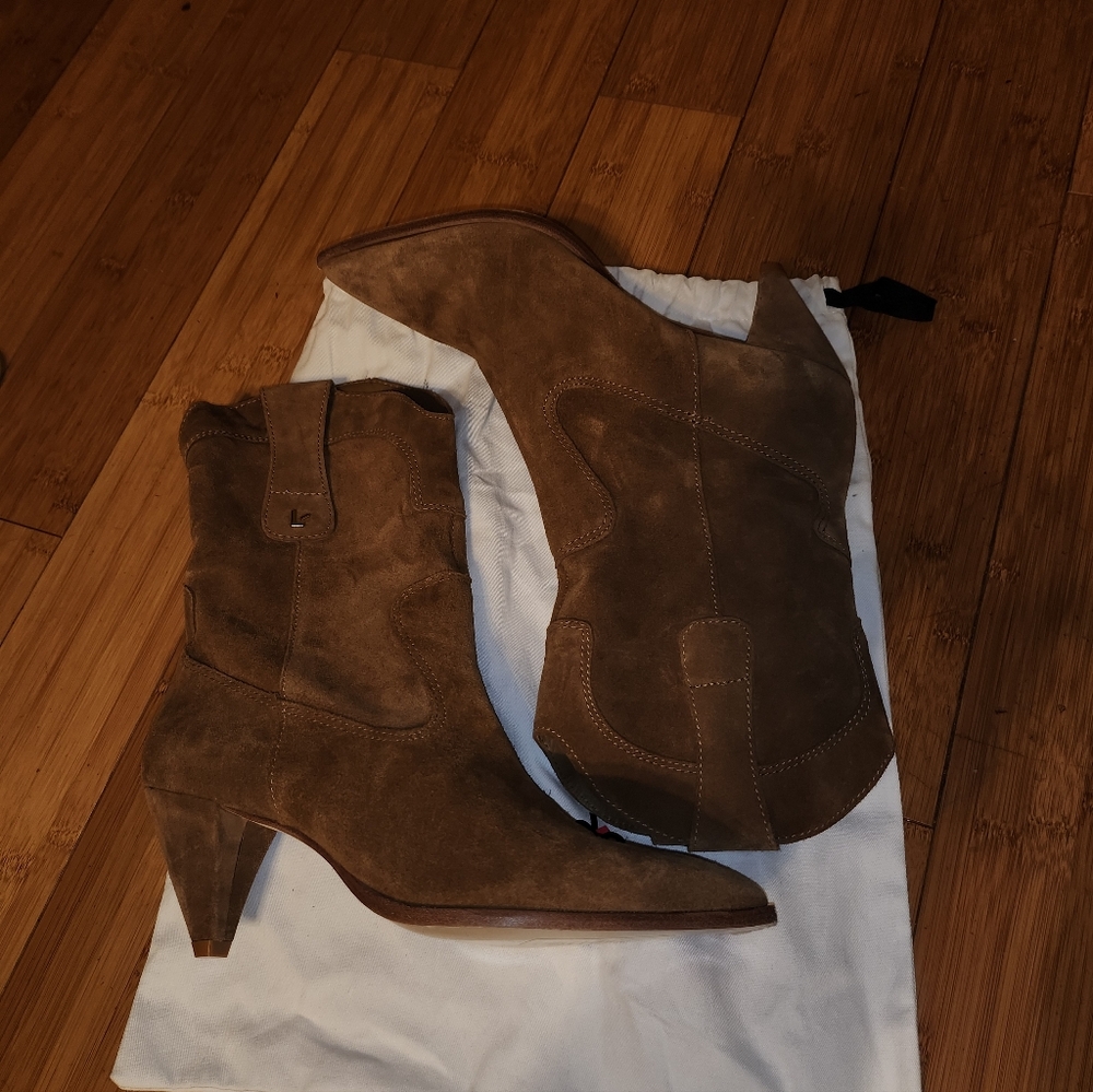 LARROUDE THELMA Brown Suede Western Boots, SIZE 10 - Picture 5 of 8